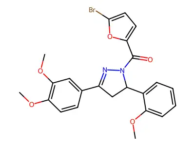 (5-bromofuran-2-yl)(3-(3,4-dimethoxyphenyl)-5-(2-methoxyphenyl)-4,5-dihydro-1H-pyrazol-1-yl)methanone structure
