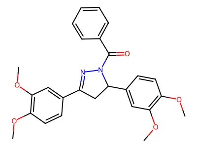 (3,5-bis(3,4-dimethoxyphenyl)-4,5-dihydro-1H-pyrazol-1-yl)(phenyl)methanone structure