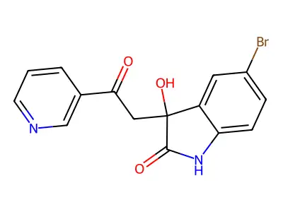 5-bromo-3-hydroxy-3-[2-oxo-2-(pyridin-3-yl)ethyl]-1,3-dihydro-2H-indol-2-one structure