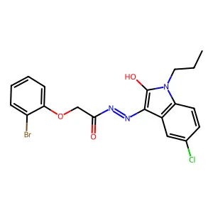 2-(2-bromophenoxy)-N'-[(3Z)-5-chloro-2-oxo-1-propyl-1,2-dihydro-3H-indol-3-ylidene]acetohydrazide structure