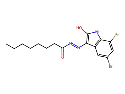 N'-(5,7-dibromo-2-oxo-2,3-dihydro-1H-indol-3-ylidene)octanehydrazide structure