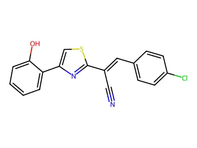 (2E)-3-(4-chlorophenyl)-2-[4-(2-hydroxyphenyl)-1,3-thiazol-2-yl]prop-2-enenitrile structure