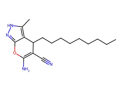 6-Amino-3-methyl-4-nonyl-1,4-dihydropyrano[2,3-c]pyrazole-5-carbonitrile structure