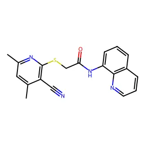 2-(3-cyano-4,6-dimethylpyridin-2-yl)sulfanyl-N-quinolin-8-ylacetamide structure