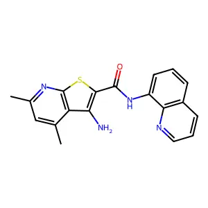 3-amino-4,6-dimethyl-N-(quinolin-8-yl)thieno[2,3-b]pyridine-2-carboxamide structure