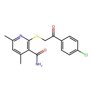 2-[2-(4-Chloro-phenyl)-2-oxo-ethylsulfanyl]-4,6-dimethyl-nicotinamide structure