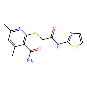 4,6-Dimethyl-2-(thiazol-2-ylcarbamoylmethylsulfanyl)-nicotinamide structure