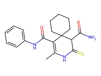 2-methyl-N~1~-phenyl-4-thioxo-3-azaspiro[5.5]undec-1-ene-1,5-dicarboxamide structure