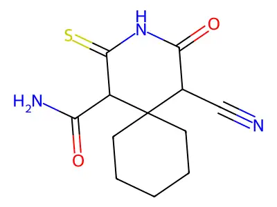 5-Cyano-4-oxo-2-thioxo-3-azaspiro[5.5]undecane-1-carboxamide structure
