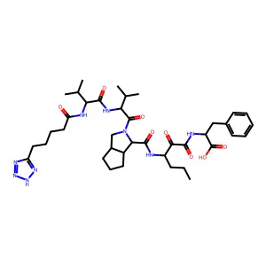 (2S)-2-[[3-[[(1S,5R,8S)-7-[(2S)-3-methyl-2-[[(2S)-3-methyl-2-[5-(2H-tetrazol-5-yl)pentanoylamino]butanoyl]amino]butanoyl]7-azabicyclo[3.3.0]octane-8-carbonyl]amino]-2-oxo-hexanoyl]amino]-3-phenyl-propanoic acid structure