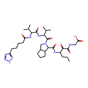 2-[[3-[[(3S,3aS,6aR)-2-[(2S)-3-methyl-2-[[(2S)-3-methyl-2-[5-(2H-tetrazol-5-yl)pentanoylamino]butanoyl]amino]butanoyl]-3,3a,4,5,6,6a-hexahydro-1H-cyclopenta[c]pyrrole-3-carbonyl]amino]-2-oxohexanoyl]amino]acetic acid structure