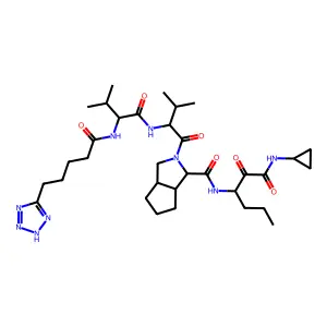 (3S,3aS,6aR)-N-[1-(cyclopropylamino)-1,2-dioxohexan-3-yl]-2-[(2S)-3-methyl-2-[[(2S)-3-methyl-2-[5-(2H-tetrazol-5-yl)pentanoylamino]butanoyl]amino]butanoyl]-3,3a,4,5,6,6a-hexahydro-1H-cyclopenta[c]pyrrole-3-carboxamide structure