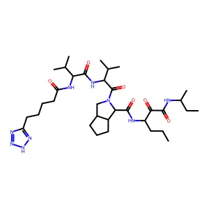 (3S,3aS,6aR)-N-[1-[[(2S)-butan-2-yl]amino]-1,2-dioxohexan-3-yl]-2-[(2S)-3-methyl-2-[[(2S)-3-methyl-2-[5-(2H-tetrazol-5-yl)pentanoylamino]butanoyl]amino]butanoyl]-3,3a,4,5,6,6a-hexahydro-1H-cyclopenta[c]pyrrole-3-carboxamide structure