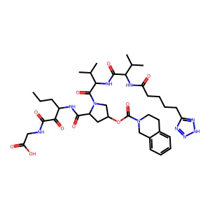 2-[[3-[[(2S,4R)-4-(3,4-dihydro-1H-isoquinoline-2-carbonyloxy)-1-[(2S)-3-methyl-2-[[(2S)-3-methyl-2-[5-(2H-tetrazol-5-yl)pentanoylamino]butanoyl]amino]butanoyl]pyrrolidine-2-carbonyl]amino]-2-oxohexanoyl]amino]acetic acid structure