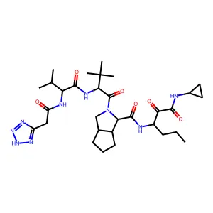 (3S,3aS,6aR)-N-[1-(cyclopropylamino)-1,2-dioxohexan-3-yl]-2-[(2S)-3,3-dimethyl-2-[[(2S)-3-methyl-2-[[2-(2H-tetrazol-5-yl)acetyl]amino]butanoyl]amino]butanoyl]-3,3a,4,5,6,6a-hexahydro-1H-cyclopenta[c]pyrrole-3-carboxamide structure