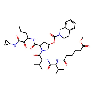 L-prolinamide, N-(6-methoxy-1,6-dioxohexyl)-L-valyl-L-valyl-N-[1-[2-(cyclopropylamino)-1,2-dioxoethyl]butyl]-4-[[(3,4-dihydro-2(1H)-isoquinolinyl)carbonyl]oxy]-, (4R)- structure