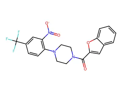 1-Benzofuran-2-yl-[4-[2-nitro-4-(trifluoromethyl)phenyl]piperazin-1-yl]methanone structure