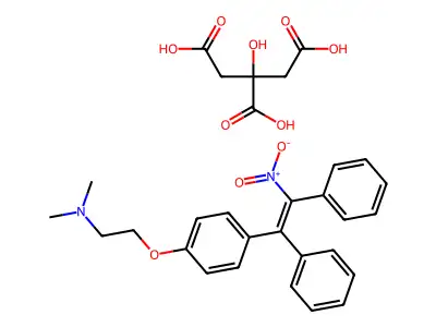 1-(p-(beta-Dimethylaminoethoxy)phenyl)-2-nitro-1,2-diphenylethylene citrate structure