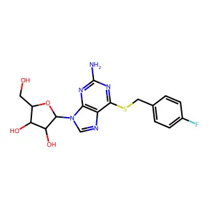 6-[(4-fluorobenzyl)sulfanyl]-9-pentofuranosyl-9h-purin-2-amine structure