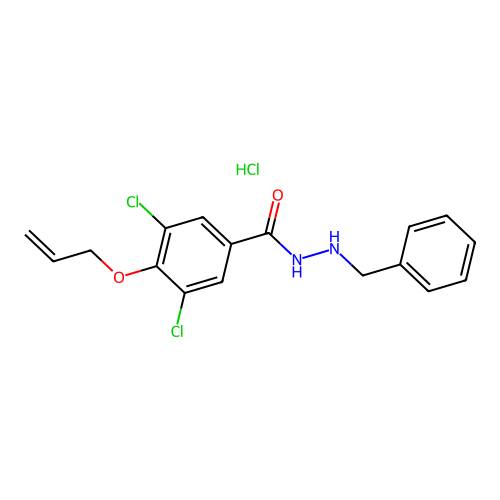 Benzoic acid, 4-(allyloxy)-3,5-dichloro-, 2-benzylhydrazide, monohydrochloride structure