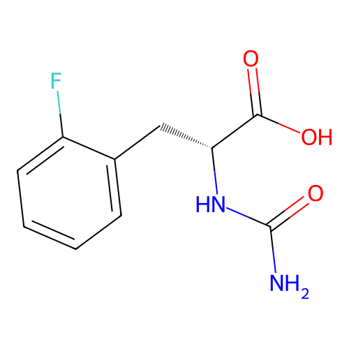 (2R)-2-(carbamoylamino)-3-(2-fluorophenyl)propanoic acid structure