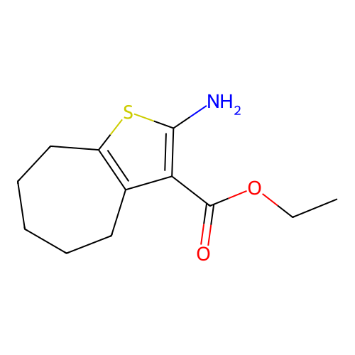 Ethyl 2-amino-5,6,7,8-tetrahydro-4H-cyclohepta[b]thiophene-3-carboxylate structure