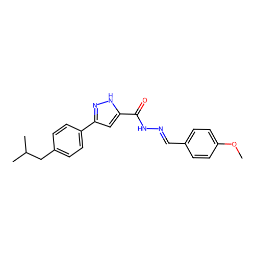 N'-[(E)-(4-methoxyphenyl)methylidene]-3-[4-(2-methylpropyl)phenyl]-1H-pyrazole-5-carbohydrazide structure