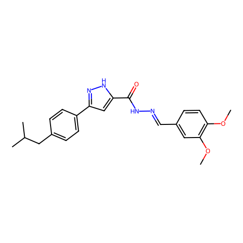 N'-[(E)-(3,4-dimethoxyphenyl)methylidene]-3-[4-(2-methylpropyl)phenyl]-1H-pyrazole-5-carbohydrazide structure
