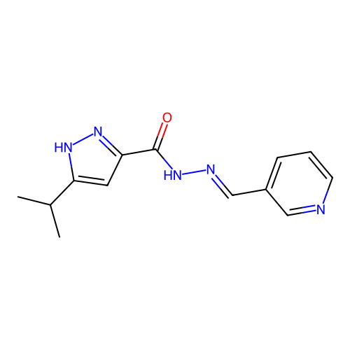 5-(propan-2-yl)-N'-[(E)-pyridin-3-ylmethylidene]-1H-pyrazole-3-carbohydrazide structure