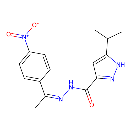 N'-[(1Z)-1-(4-nitrophenyl)ethylidene]-3-(propan-2-yl)-1H-pyrazole-5-carbohydrazide structure
