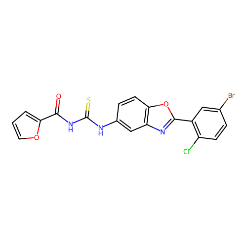 3-[2-(5-BROMO-2-CHLOROPHENYL)-1,3-BENZOXAZOL-5-YL]-1-(FURAN-2-CARBONYL)THIOUREA structure