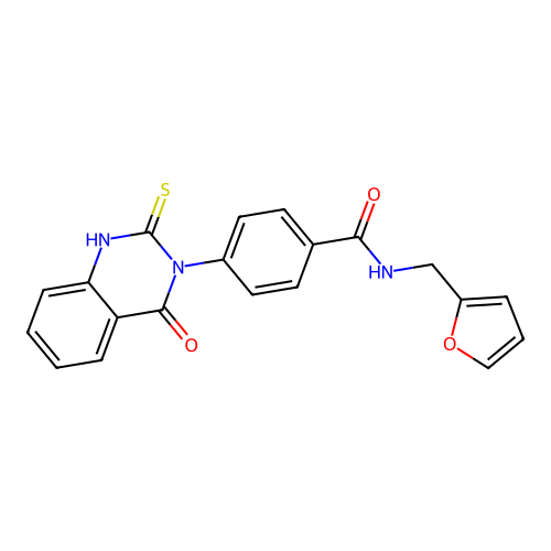 N-(furan-2-ylmethyl)-4-(4-oxo-2-sulfanylidene-1H-quinazolin-3-yl)benzamide structure