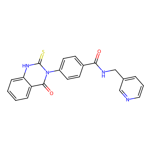 4-(4-oxo-2-sulfanylidene-1H-quinazolin-3-yl)-N-(pyridin-3-ylmethyl)benzamide structure