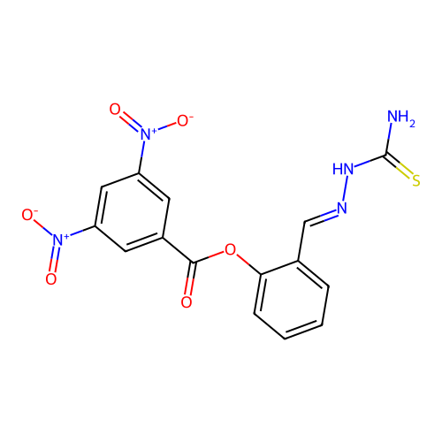 (E)-2-((2-carbamothioylhydrazono)methyl)phenyl 3,5-dinitrobenzoate structure