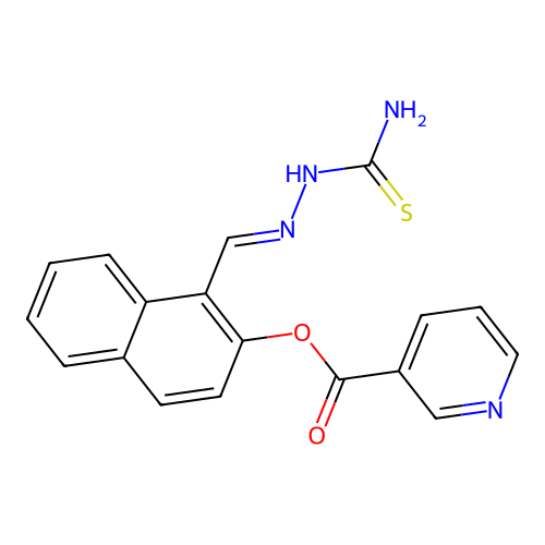 (E)-1-((2-carbamothioylhydrazono)methyl)naphthalen-2-yl nicotinate structure
