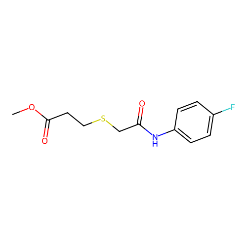 Methyl 3-[2-(4-fluoroanilino)-2-oxoethyl]sulfanylpropanoate structure