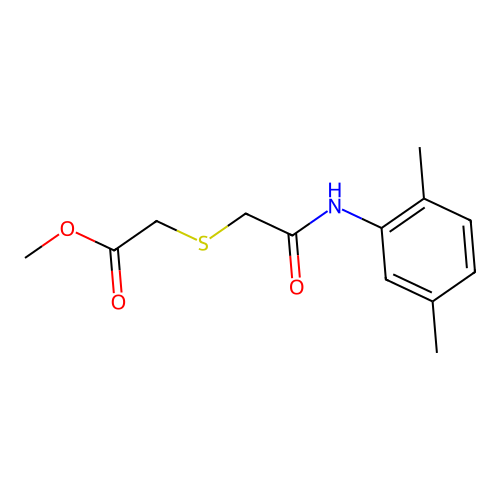 Methyl 2-((2-((2,5-dimethylphenyl)amino)-2-oxoethyl)thio)acetate structure