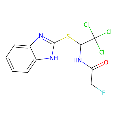 N-[1-(1H-benzimidazol-2-ylsulfanyl)-2,2,2-trichloroethyl]-2-fluoroacetamide structure