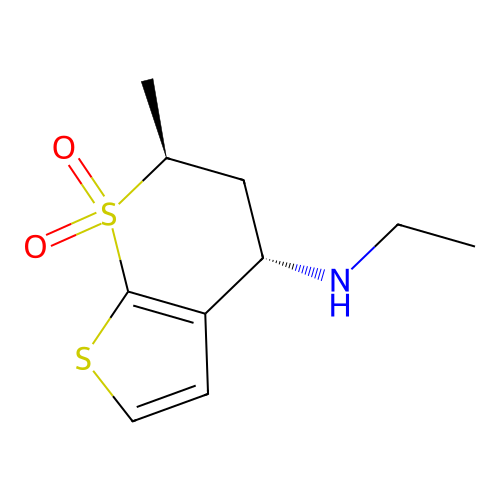 (4S,6S)-N-ethyl-6-methyl-7,7-dioxo-5,6-dihydro-4H-thieno[2,3-b]thiopyran-4-amine structure