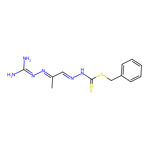 benzyl N-[(E)-[(2E)-2-(carbamimidoylhydrazono)propylidene]amino]carbamodithioate structure