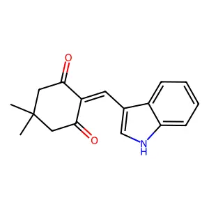 2-(1H-indol-3-ylmethylidene)-5,5-dimethylcyclohexane-1,3-dione structure