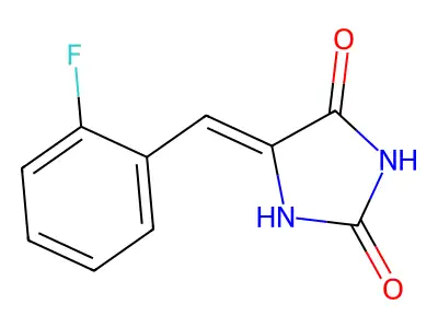 5-[1-(2-Fluoro-phenyl)-meth-(Z)-ylidene]-imidazolidine-2,4-dione structure