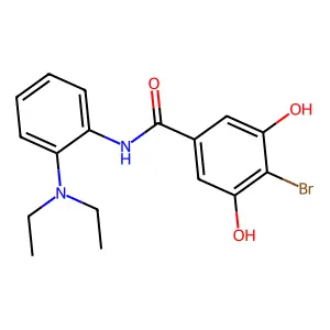 4-Bromo-2'-(diethylamino)-3,5-dihydroxybenzylanilide structure