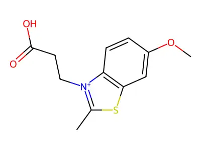 Benzothiazolium, 3-(2-carboxyethyl)-6-methoxy-2-methyl-, iodide (1:1) structure