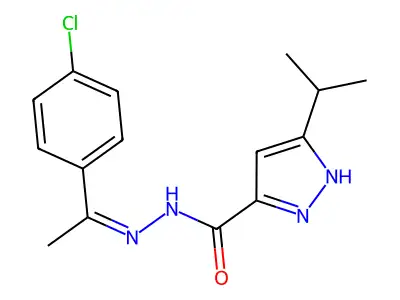 N'-[(E)-1-(4-chlorophenyl)ethylidene]-3-isopropyl-1H-pyrazole-5-carbohydrazide structure