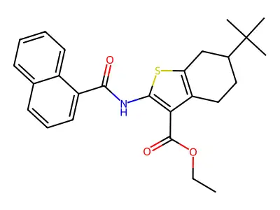 ethyl 6-tert-butyl-2-(1-naphthoylamino)-4,5,6,7-tetrahydro-1-benzothiophene-3-carboxylate structure
