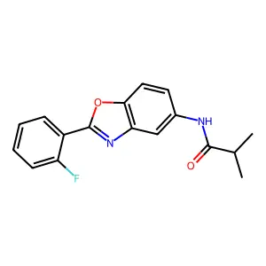 N-[2-(2-fluorophenyl)-1,3-benzoxazol-5-yl]-2-methylpropanamide structure