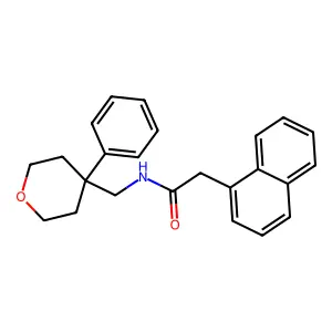 2-(naphthalen-1-yl)-N-((4-phenyltetrahydro-2H-pyran-4-yl)methyl)acetamide structure