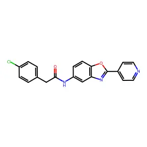 2-(4-chlorophenyl)-N-(2-pyridin-4-yl-1,3-benzoxazol-5-yl)acetamide structure
