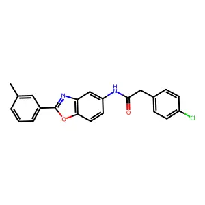 2-(4-chlorophenyl)-N-[2-(3-methylphenyl)-1,3-benzoxazol-5-yl]acetamide structure